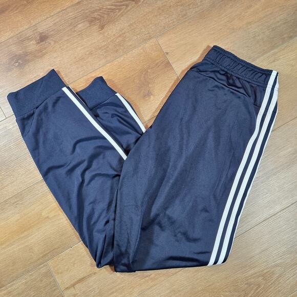 Adidas 3 Stripes Track Pants Men L Blue White Tapered Athletic Joggers Sportwear - Picture 1 of 13